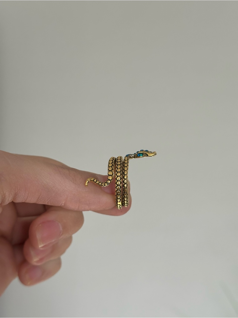 Gold Snake Wrap Ring with Blue Accent Stones - Picture 8 of 9
